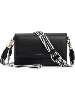 Women's Black Vegan Leather Wristlet Phone Mini Purse Small Crossbody Bag